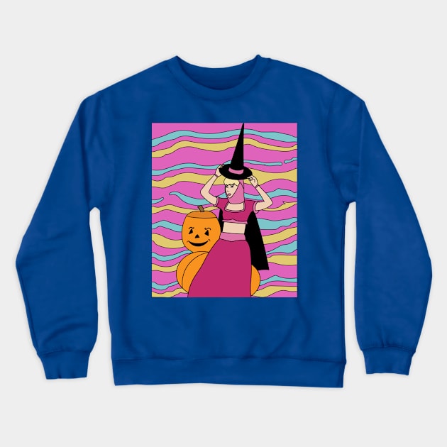 Flying Witch On A Broomstick With A Hat Crewneck Sweatshirt by flofin